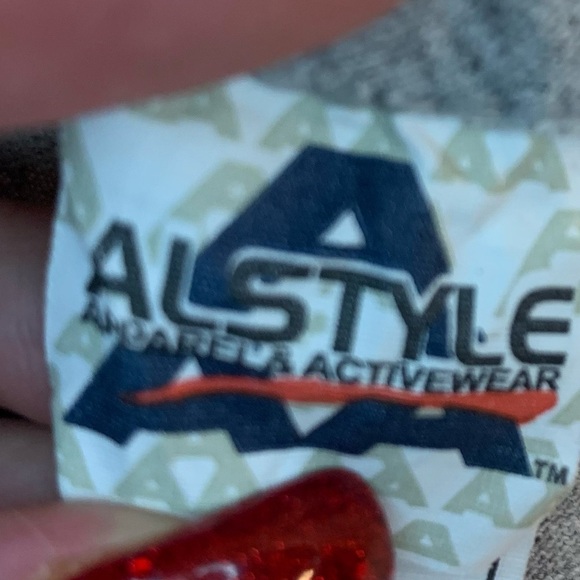 Graphic Tank Top Medium Grey “Day Drinker” Blue Glittery Print Alstyle Cotton - Picture 11 of 15